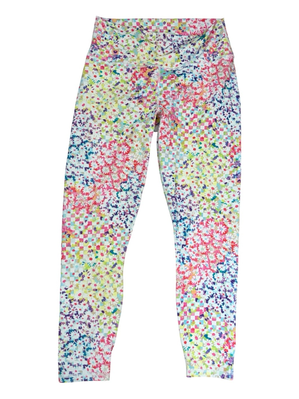 Fabletics Define PowerHold High-Waisted 7/8 Leggings Patchwork Daisy Size M - Picture 3 of 4